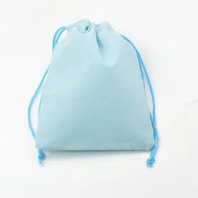 100 pc Velvet Cloth Drawstring Bags, Jewelry Bags, Christmas Party Wedding Candy Gift Bags, Light Sky Blue, 7x5cm