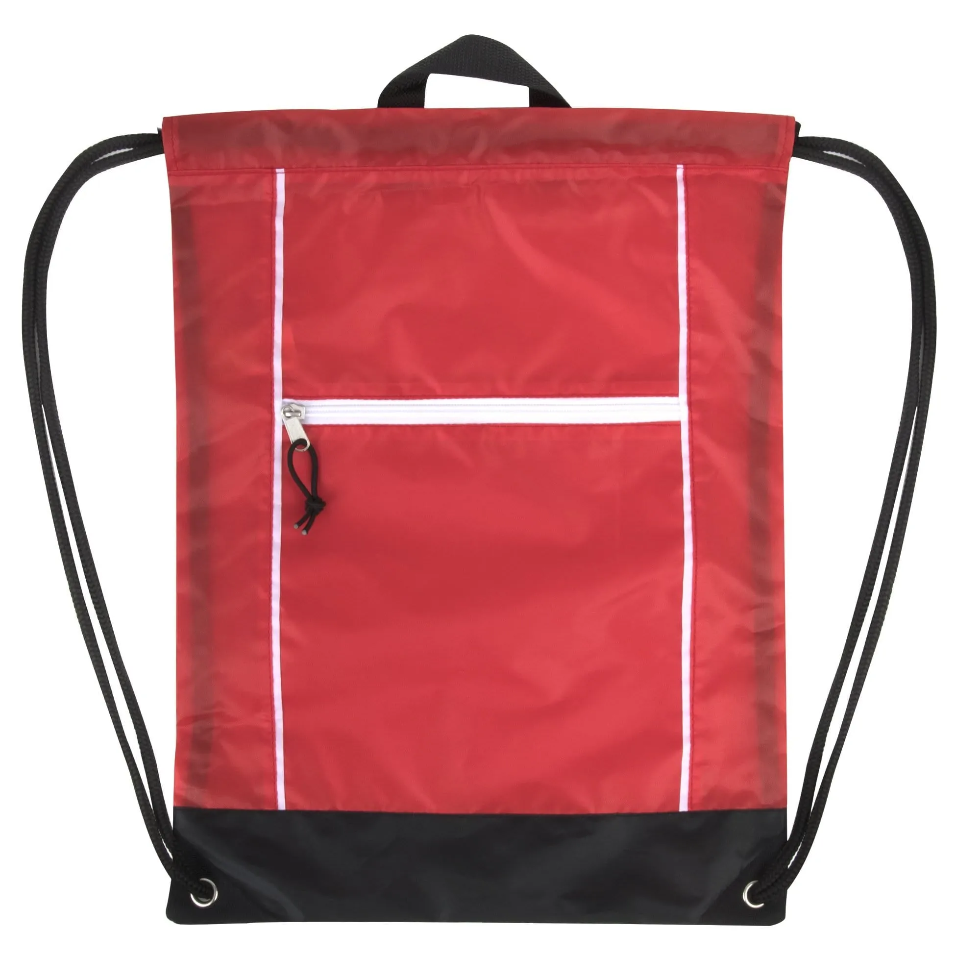 18 Inch Front Zippered Drawstring Bag - 3 Colors