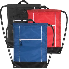 18 Inch Front Zippered Drawstring Bag - 3 Colors
