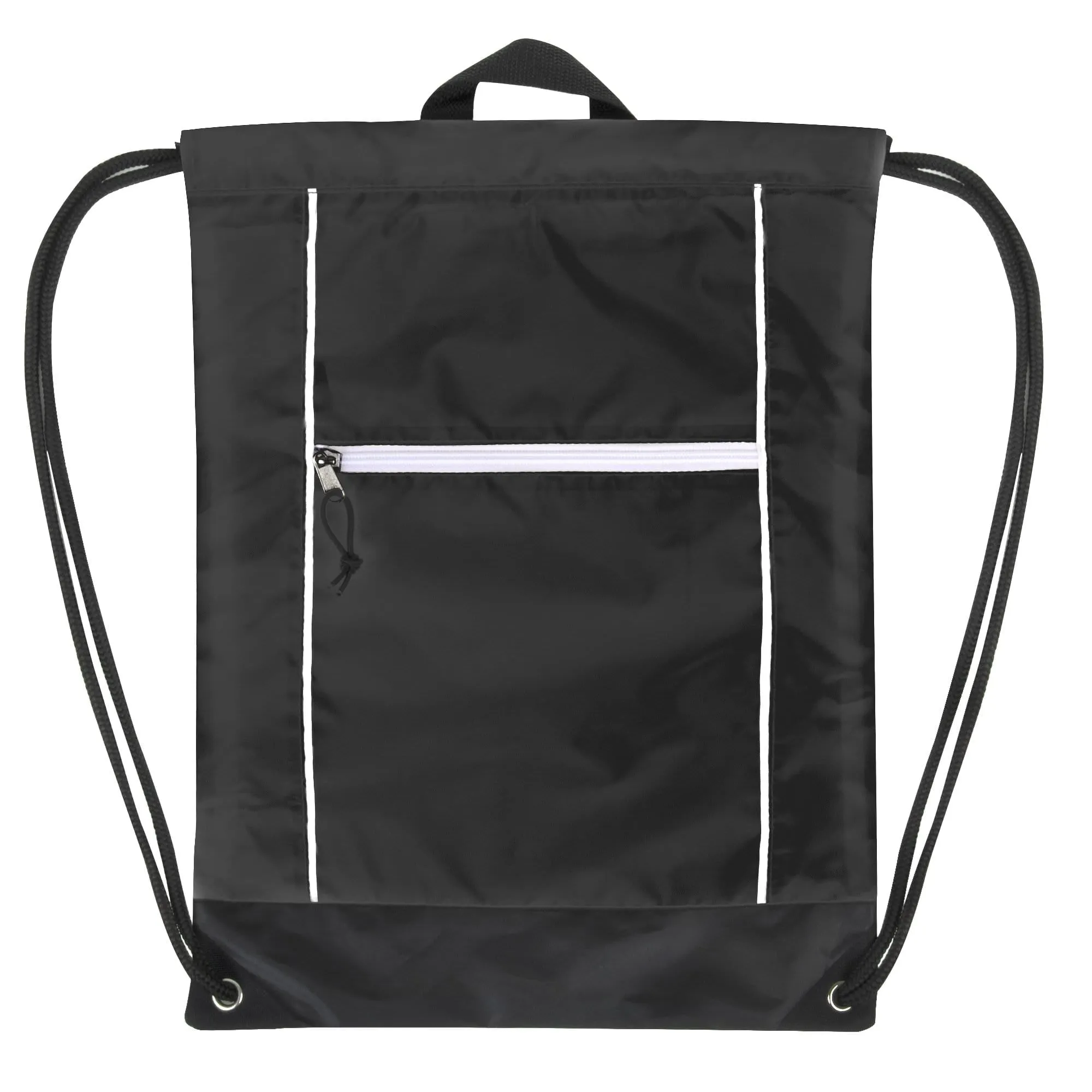 18 Inch Front Zippered Drawstring Bag - 3 Colors