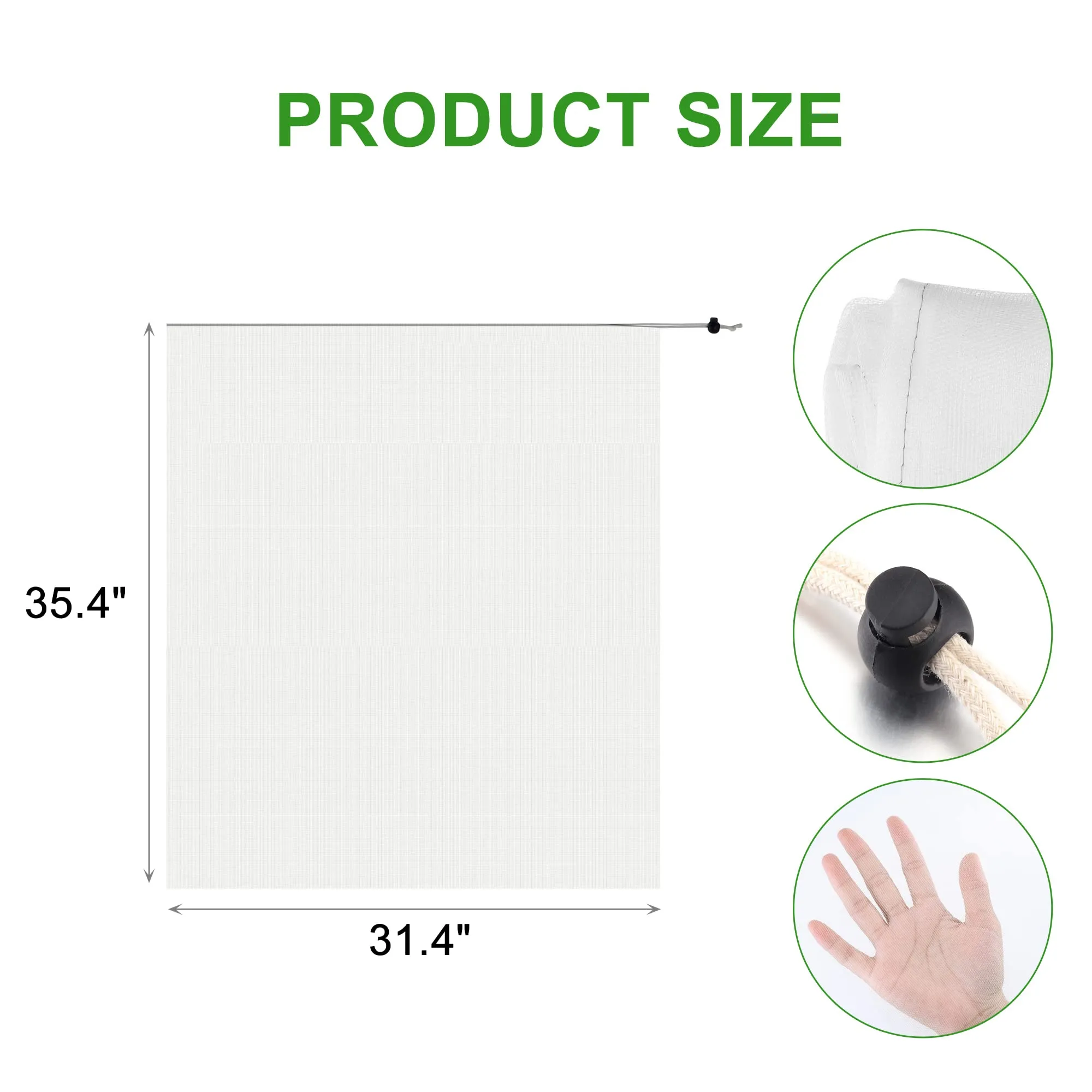 ACBungji 8 Packs Plant Netting with Drawstring Protect Garden Blueberry Bushes Citrus Tomato, 2.62 * 3.28ft Bird Bugs Insect Barrier Netting Mesh Bag for Protective Cover Trees Fruits Vegetables
