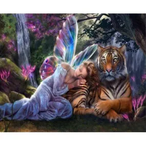 Angel Girl With Tiger