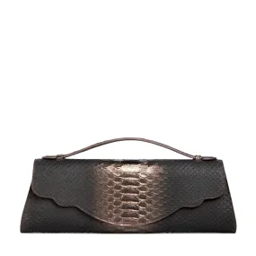 Audrey Clutch: Snake Embossed Pewter Designer Evening Clutch Bag