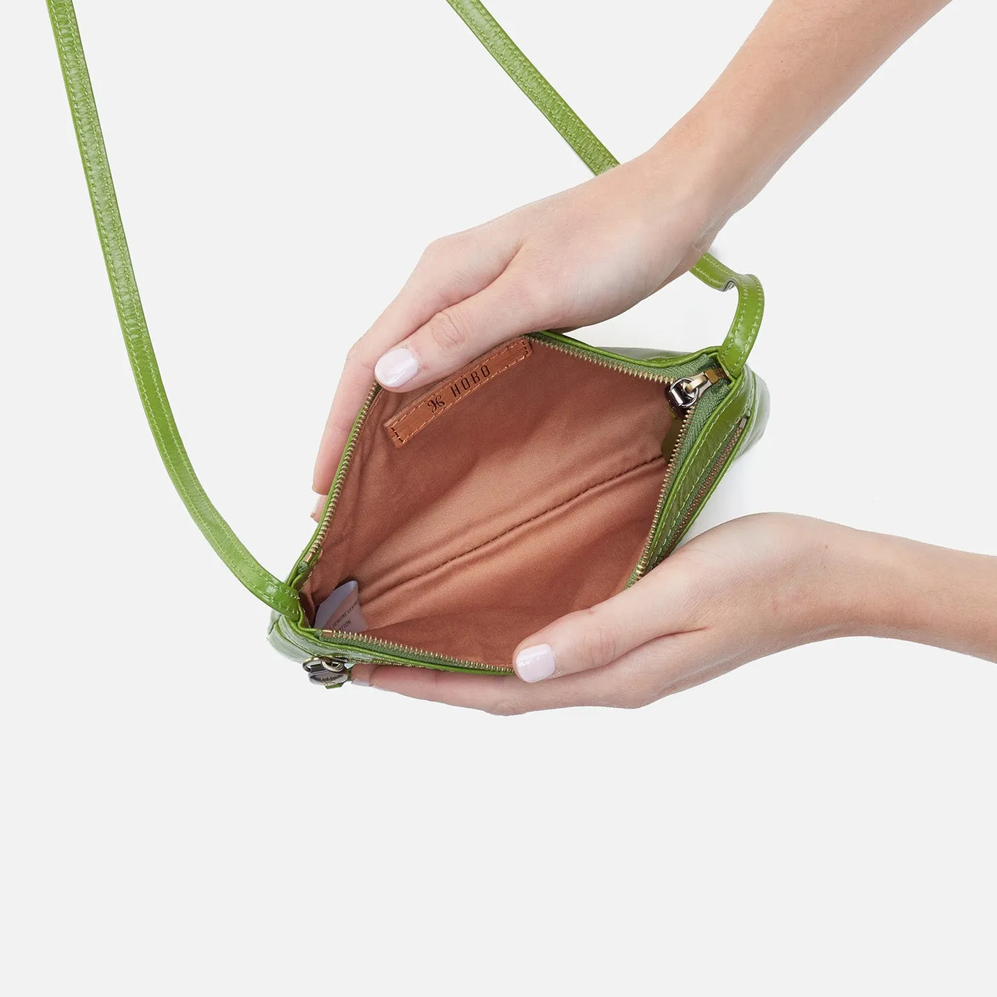 Cara Crossbody in Polished Leather - Garden Green