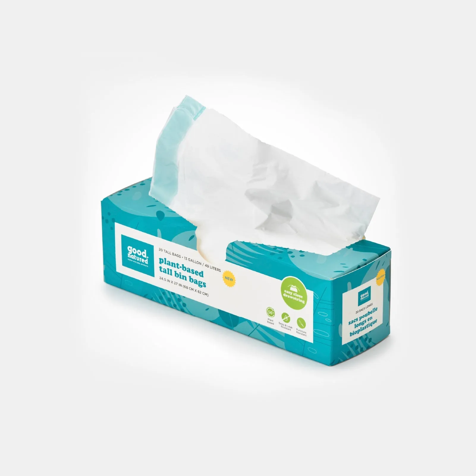 Case Pack Plant-based, 13 Gallon, Leak Proof Tall Bin Trash Bags (16 pack /320 bags )