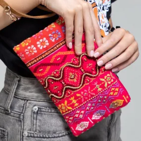 Cerise Handmade Beaded Wristlet