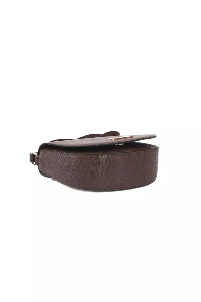 Chic Brown Crossbody Elegance with Golden Accents