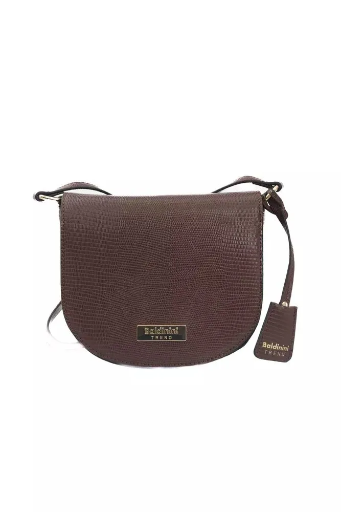 Chic Brown Crossbody Elegance with Golden Accents