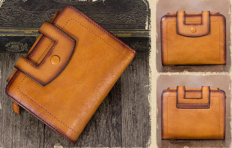 Chic Womens Short Leather Clutch Wallet With Coin Pocket and Card Holders for Women