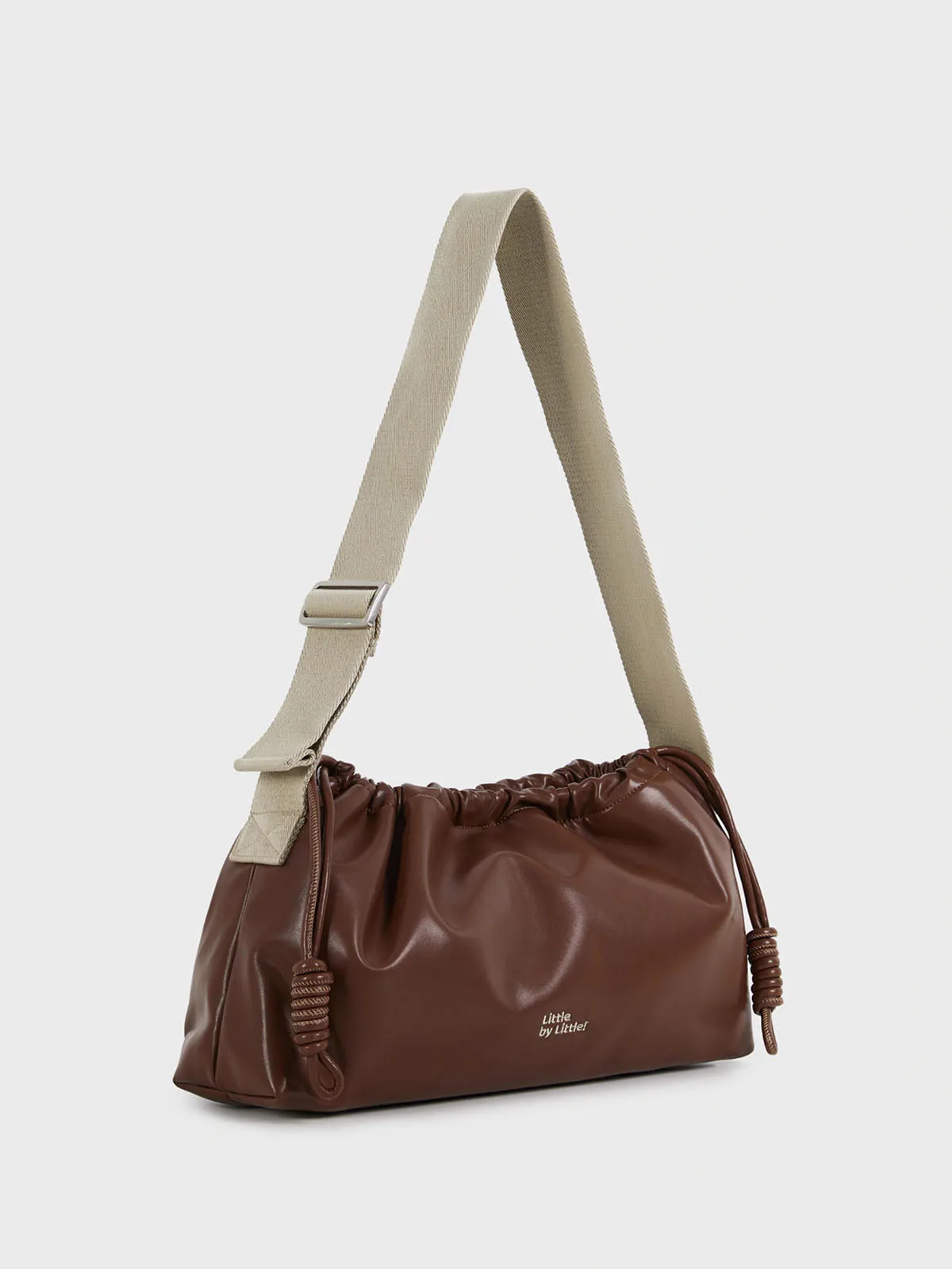 Classic Black Drawstring Soft Square Bag with Wide Shoulder Strap