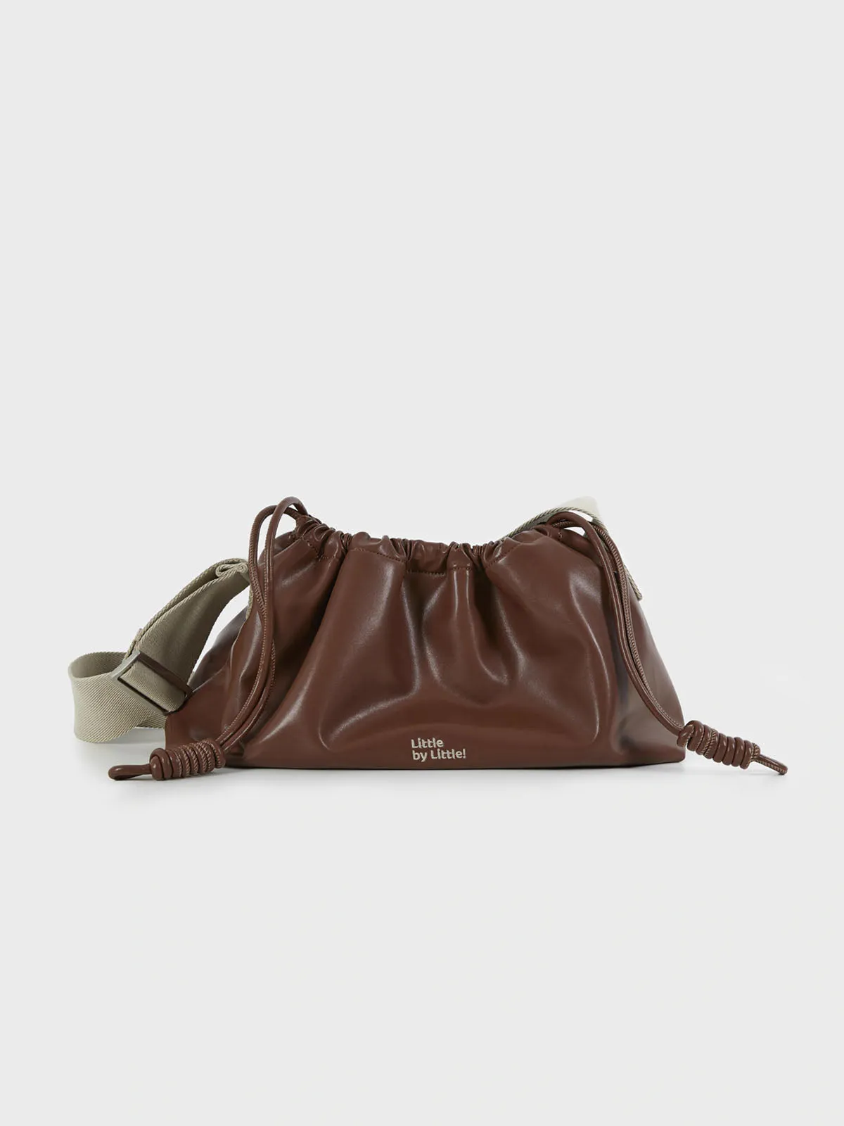 Classic Black Drawstring Soft Square Bag with Wide Shoulder Strap