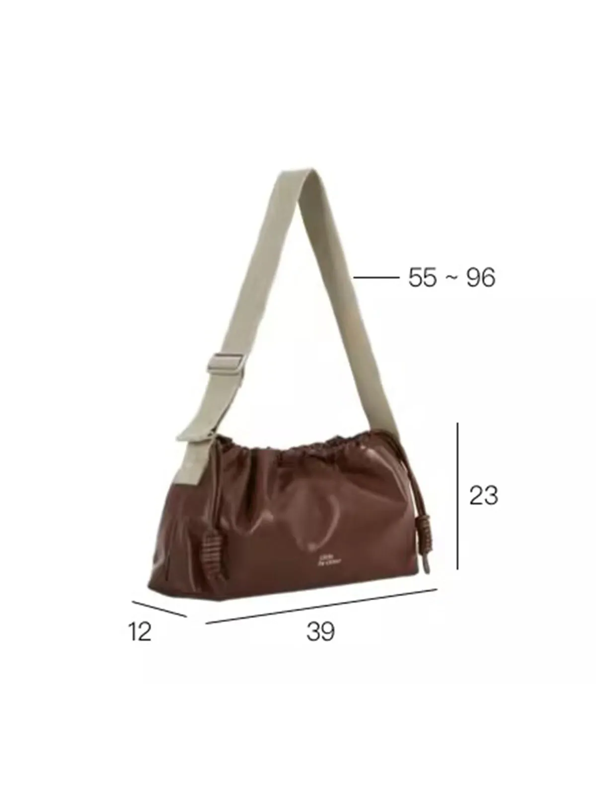 Classic Black Drawstring Soft Square Bag with Wide Shoulder Strap