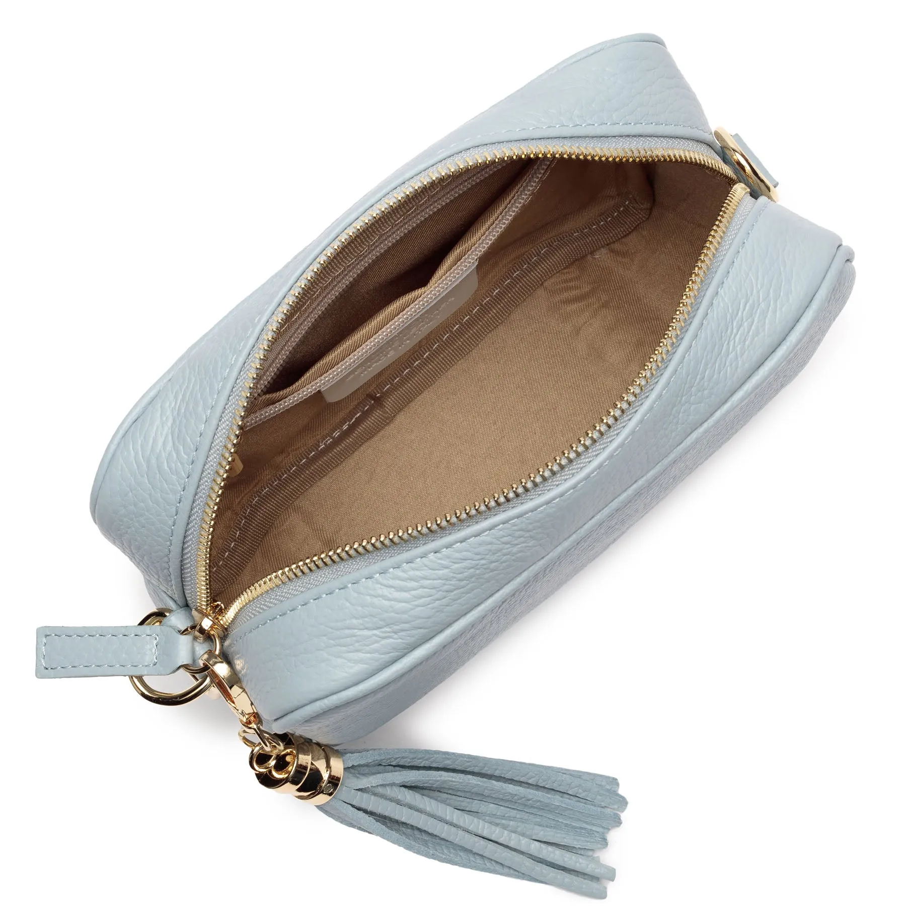 Crossbody Powder Blue (Tangerine Chevron Strap)