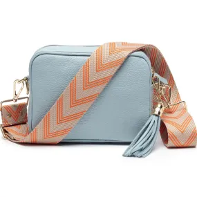 Crossbody Powder Blue (Tangerine Chevron Strap)