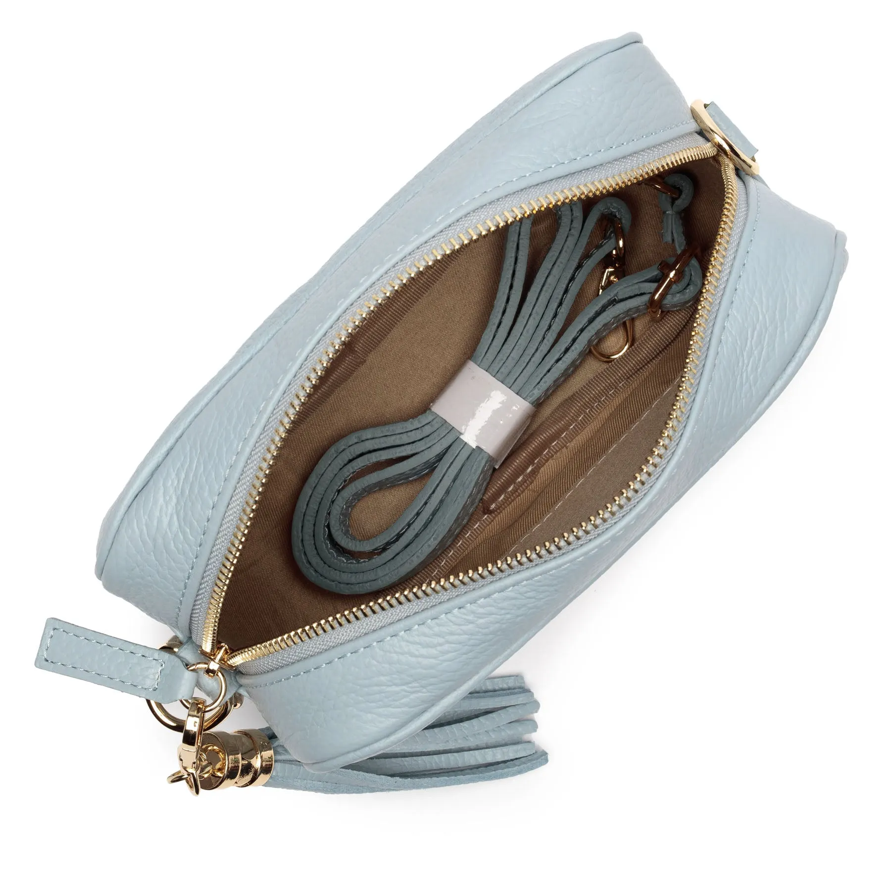 Crossbody Powder Blue (Tangerine Chevron Strap)