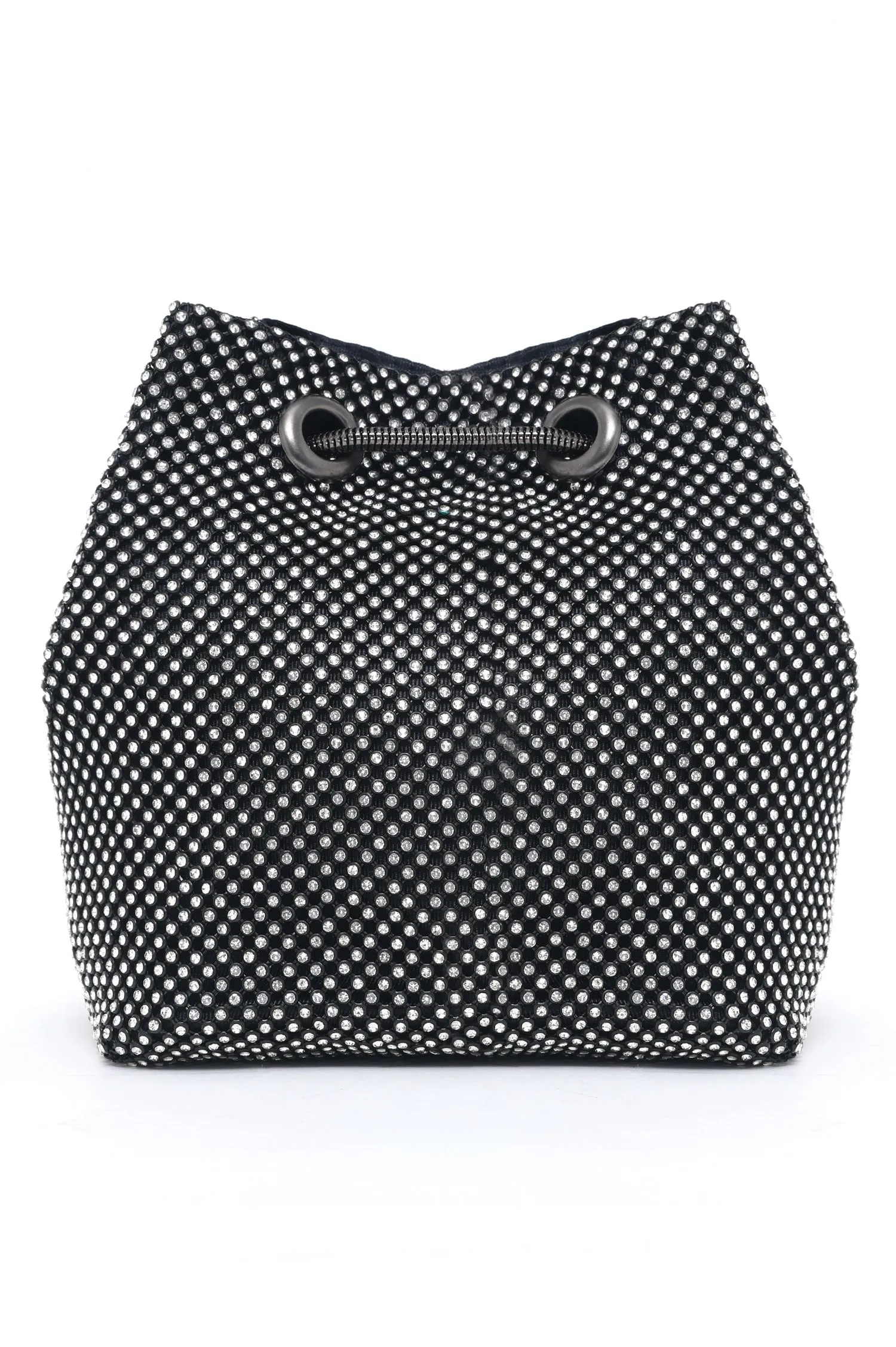 CRYSTAL LUXE DRAWSTRING BAG-BLACK