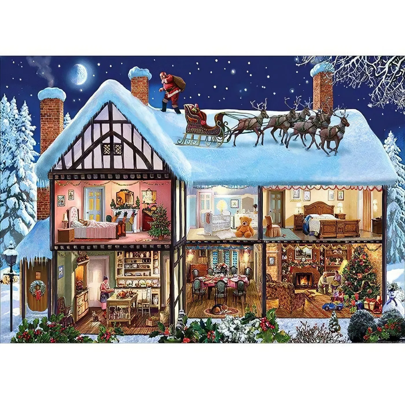 Cute House And Santa