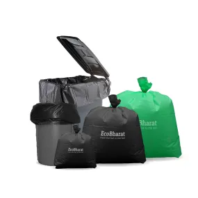 Ecobharat Bio degradable and compostable bags | 28x36 (11 pieces) | Black