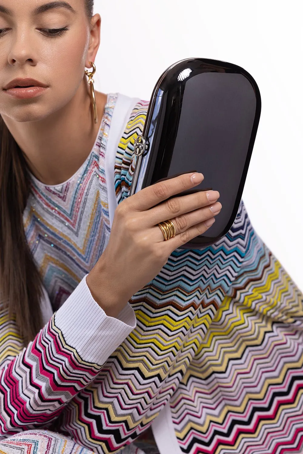 Elina Plus Clutch - Mirrored Black