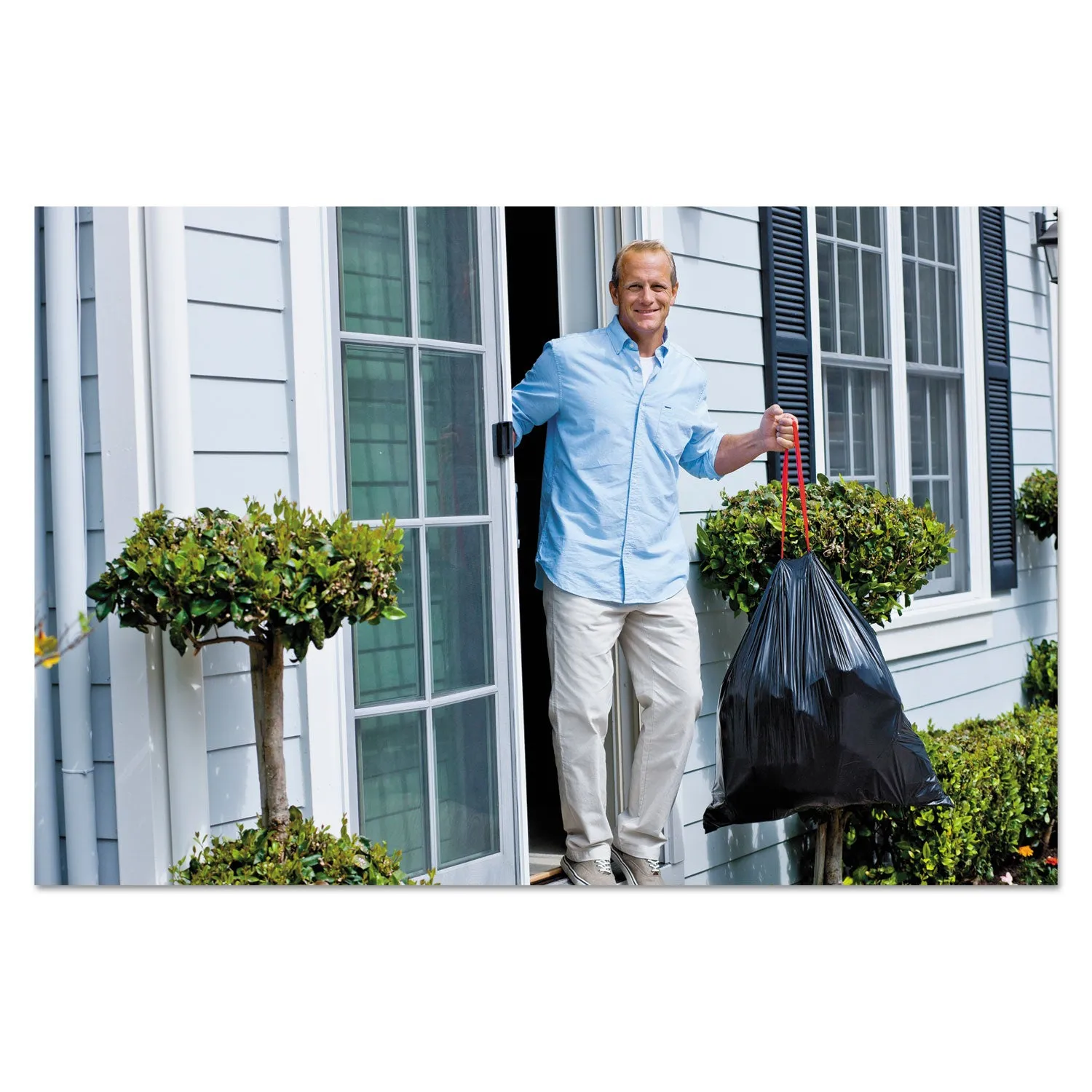 Glad Drawstring Large Trash Bags, 30 Gal, 1.05 Mil, 30" X 33", Black, 15/Box - CLO78966BX