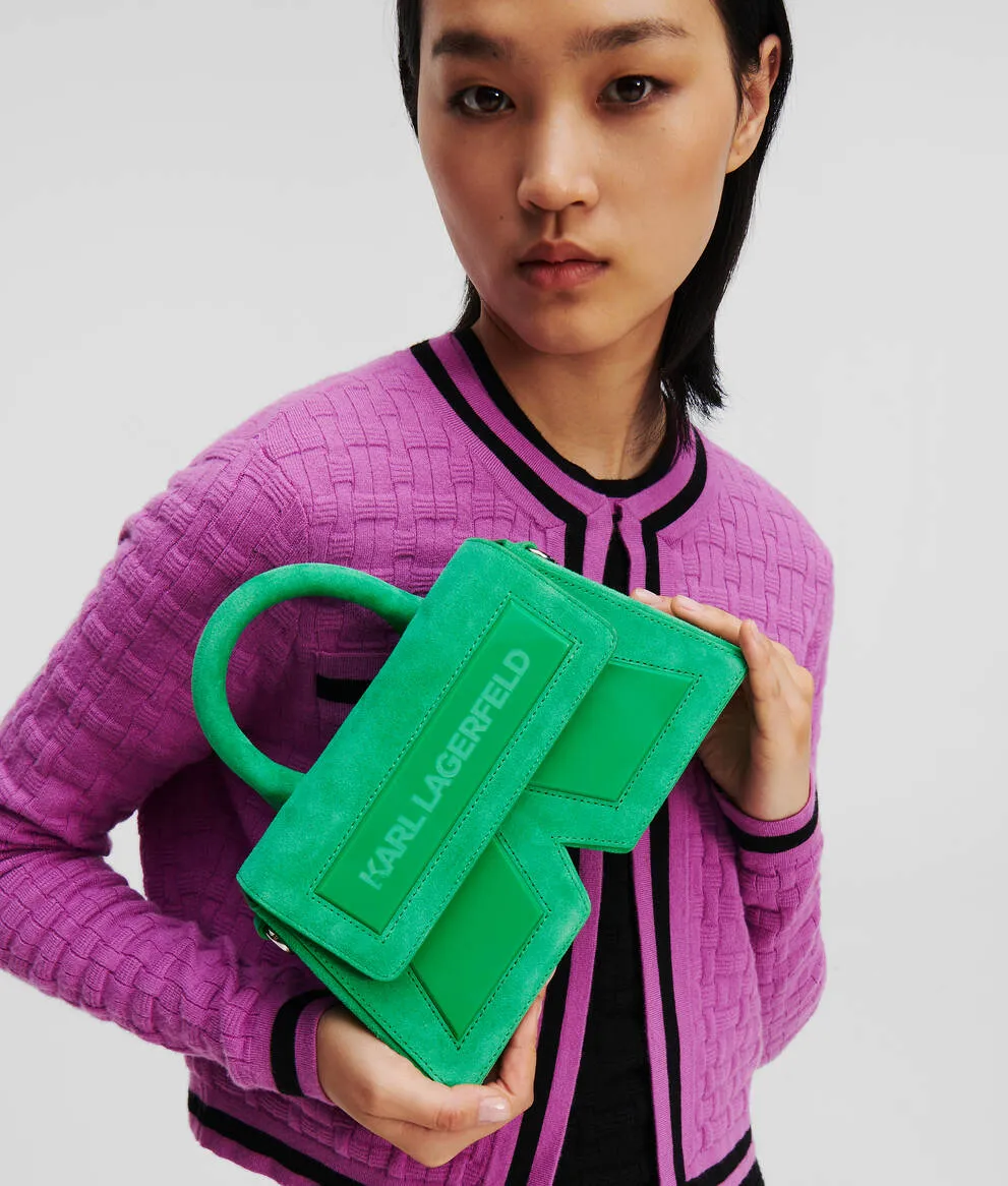 IKON K SMALL SUEDE CROSSBODY BAG