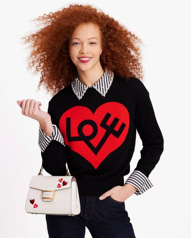 KATY HEART EMBELLISHED SMALL TOP-HANDLE BAG