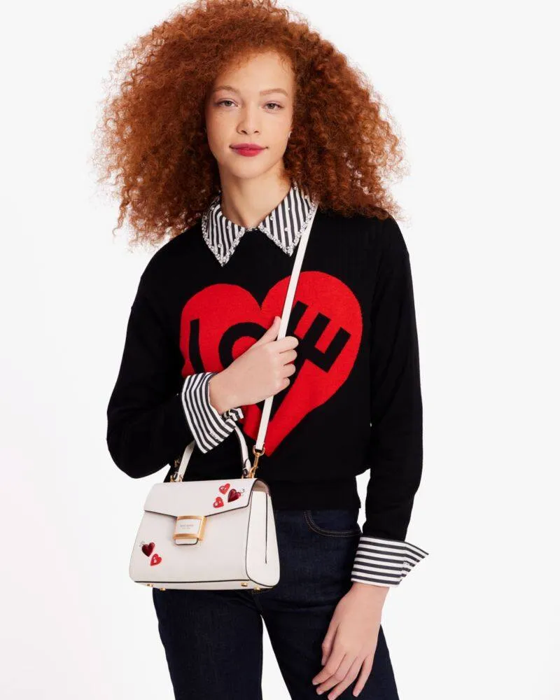 KATY HEART EMBELLISHED SMALL TOP-HANDLE BAG