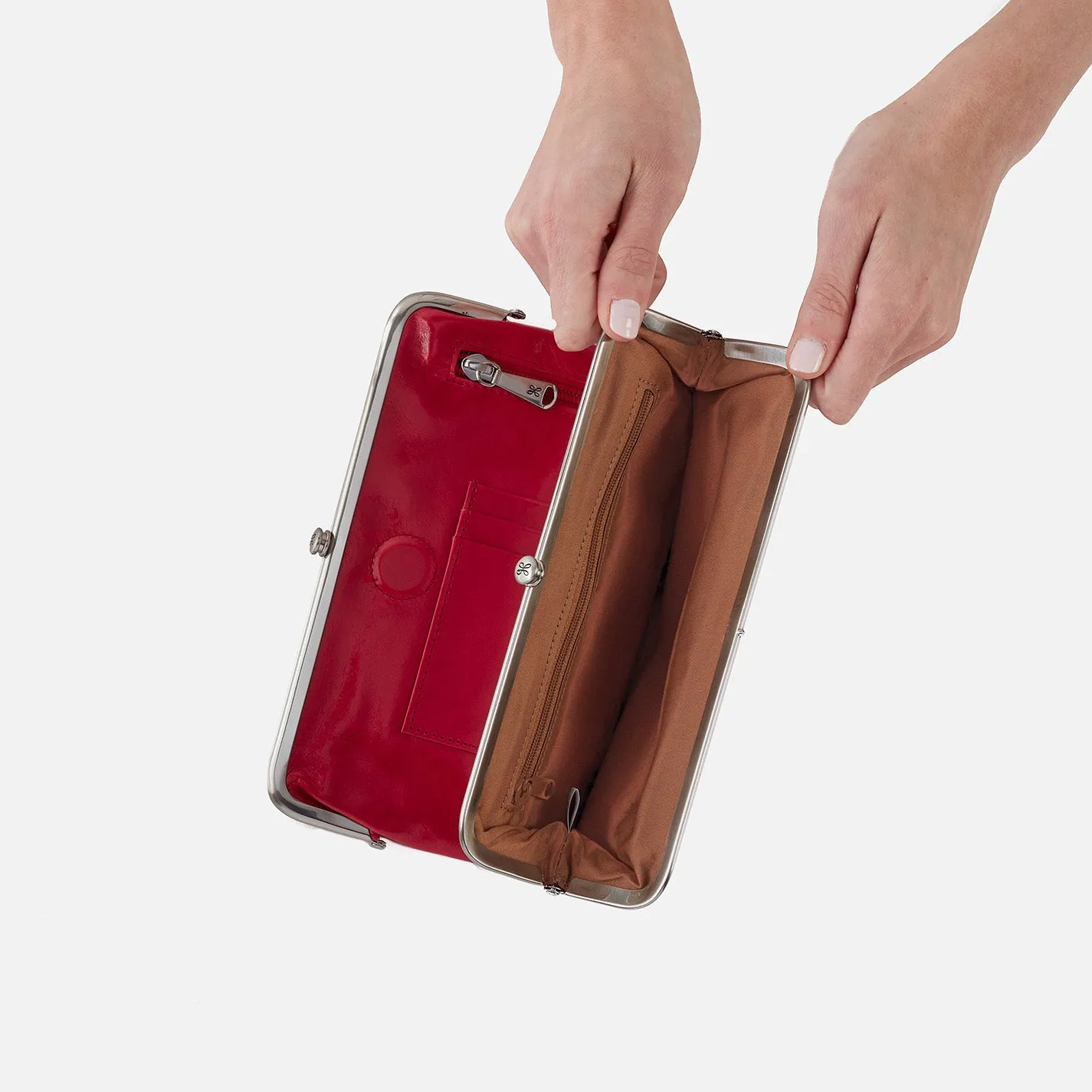 Lauren Clutch-Wallet in Polished Leather - Claret