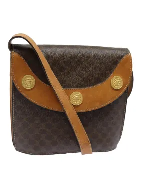 Macadam Canvas Shoulder Bag with PVC Leather Trim and Gold Accents