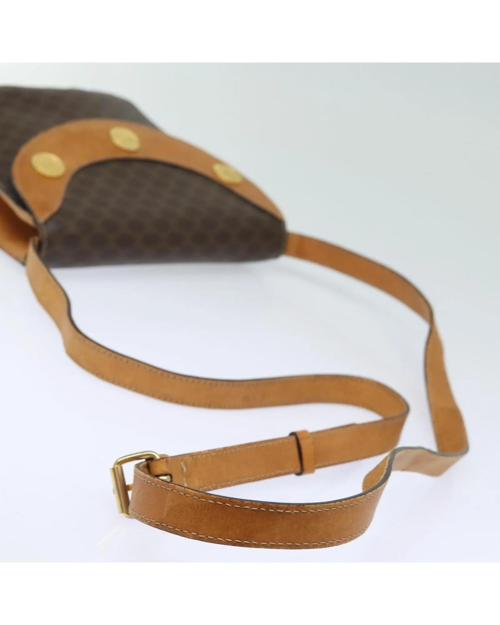 Macadam Canvas Shoulder Bag with PVC Leather Trim and Gold Accents