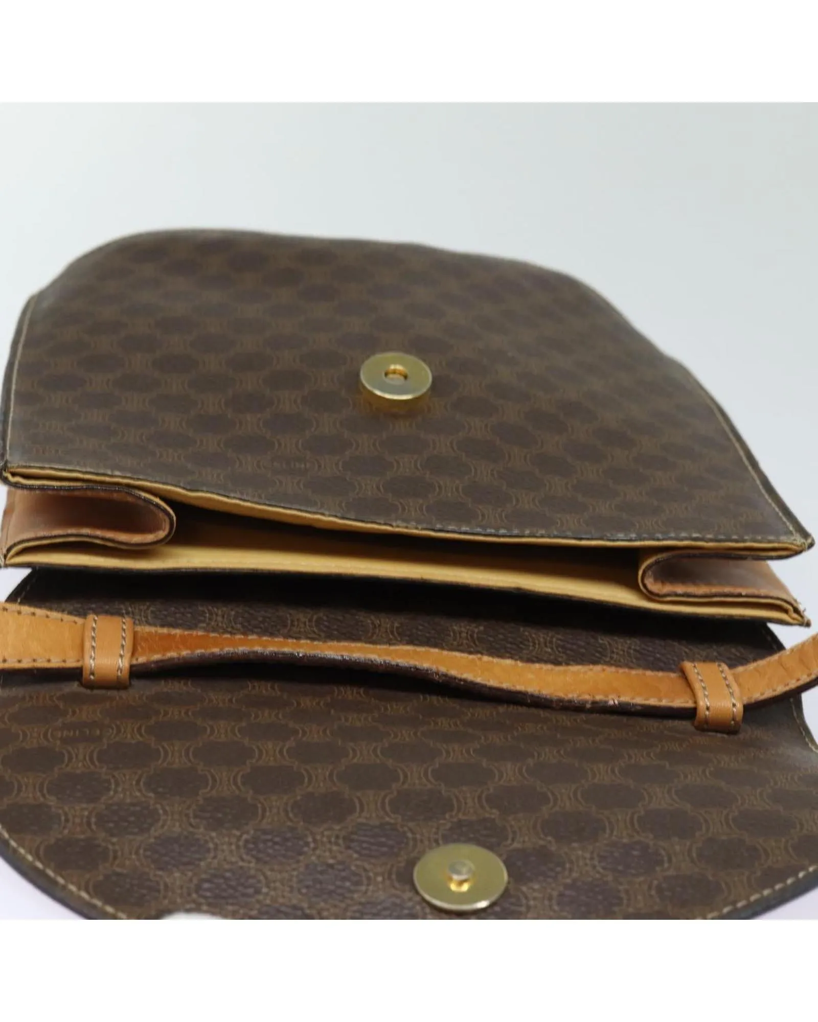Macadam Canvas Shoulder Bag with PVC Leather Trim and Gold Accents