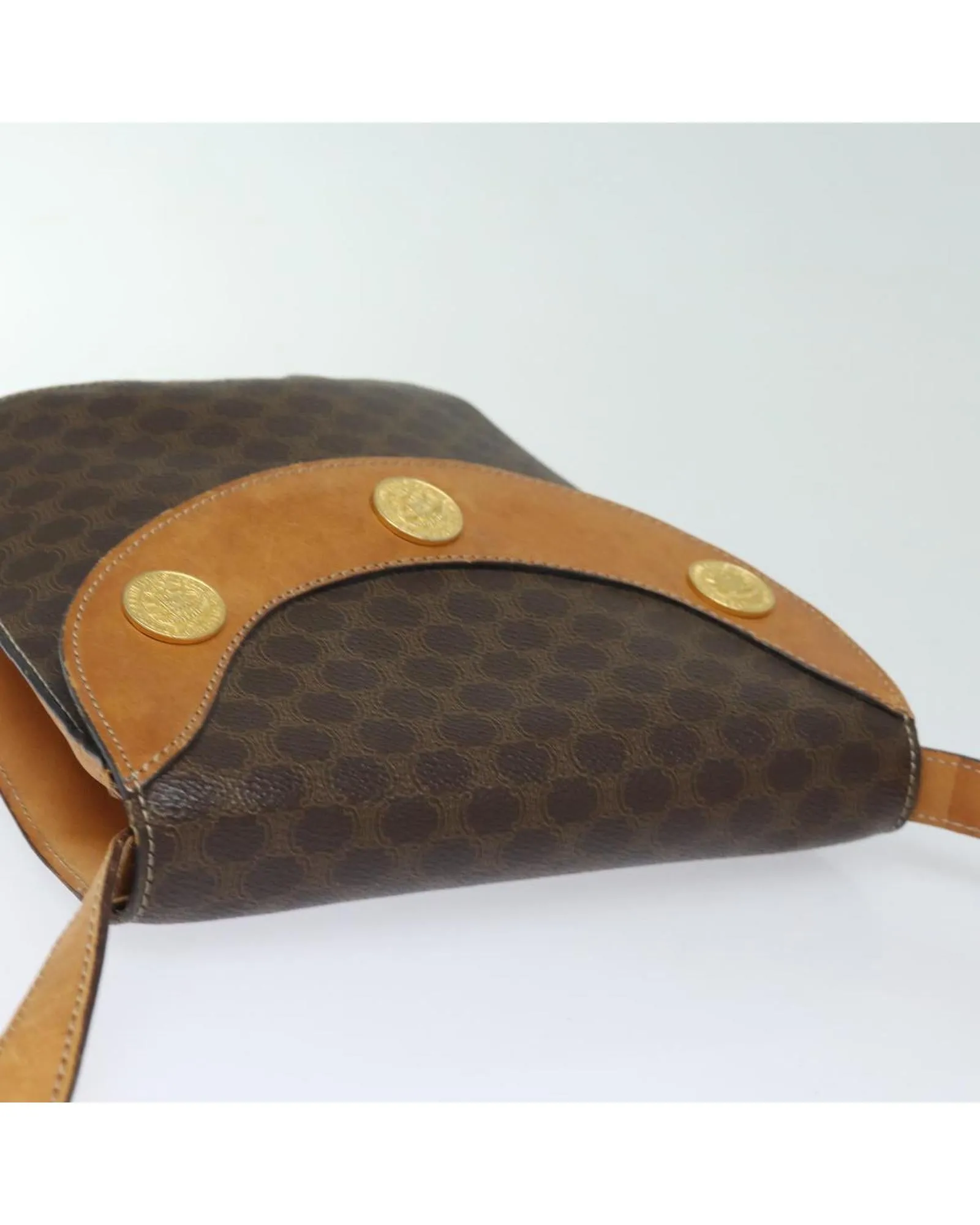 Macadam Canvas Shoulder Bag with PVC Leather Trim and Gold Accents