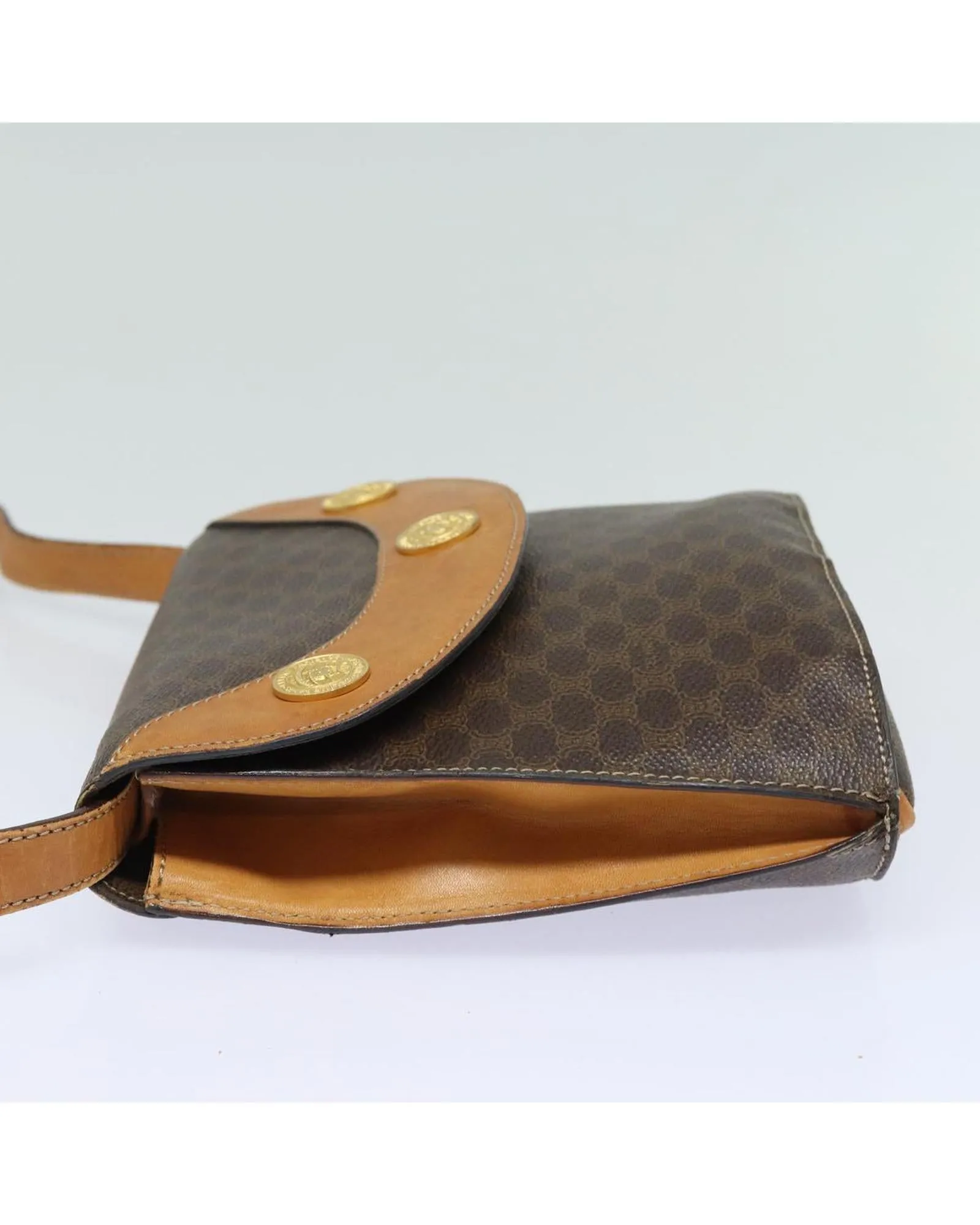 Macadam Canvas Shoulder Bag with PVC Leather Trim and Gold Accents