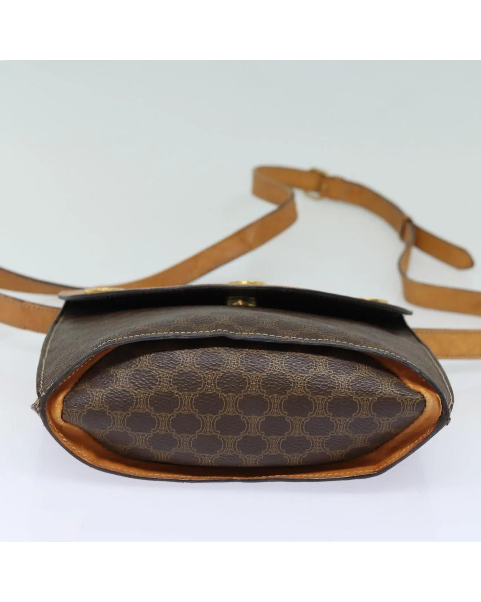 Macadam Canvas Shoulder Bag with PVC Leather Trim and Gold Accents