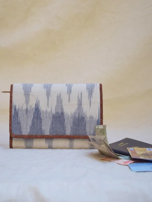 Multi Grey Vegan Leather and Ikat Weave Purse