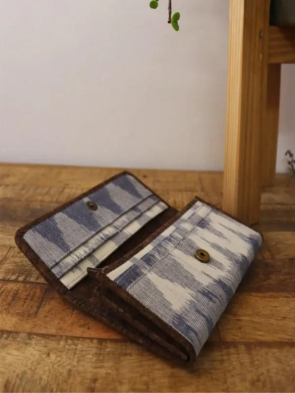 Multi Grey Vegan Leather and Ikat Weave Purse