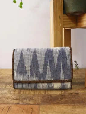 Multi Grey Vegan Leather and Ikat Weave Purse