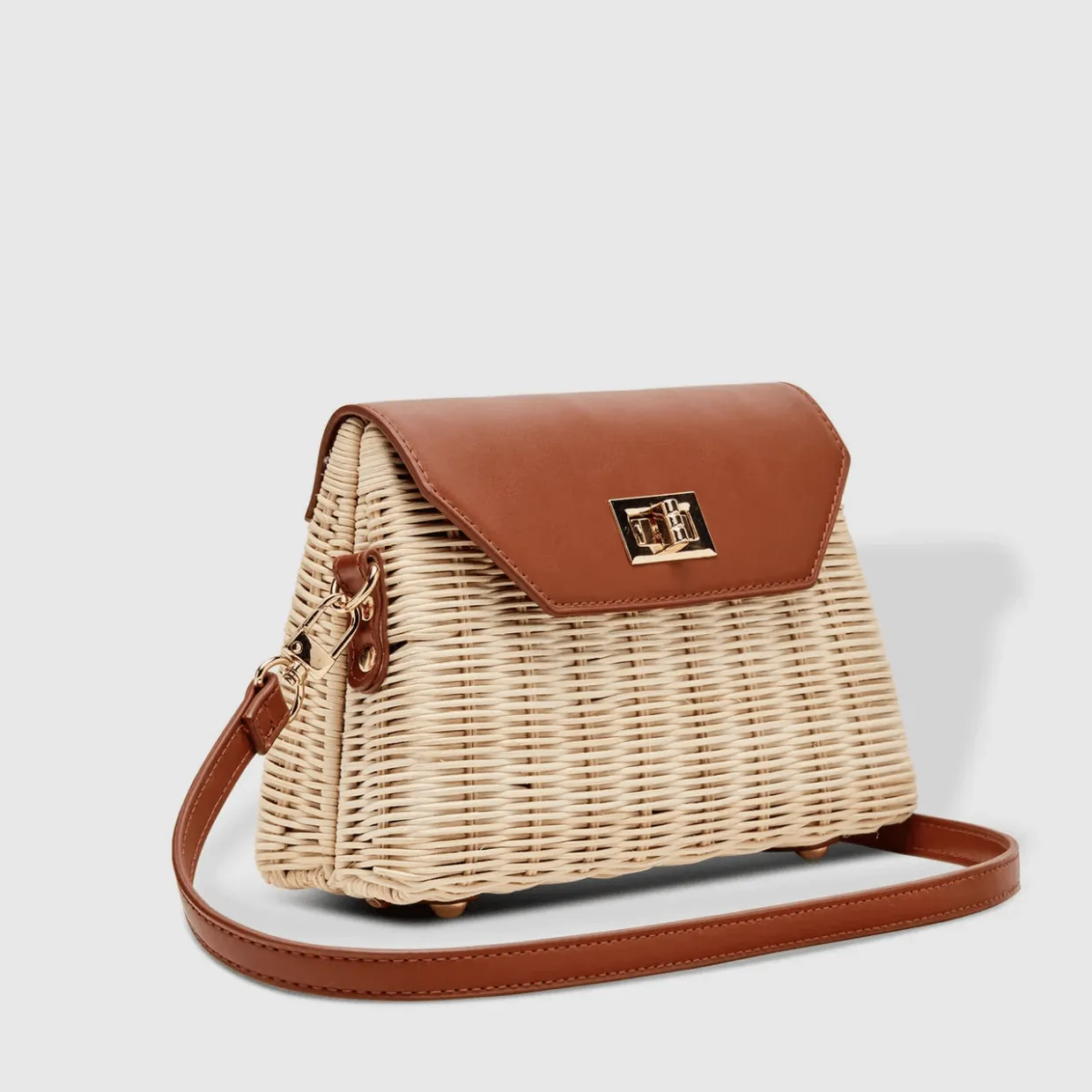 Natural Wicker Shoulder Bag | Tan