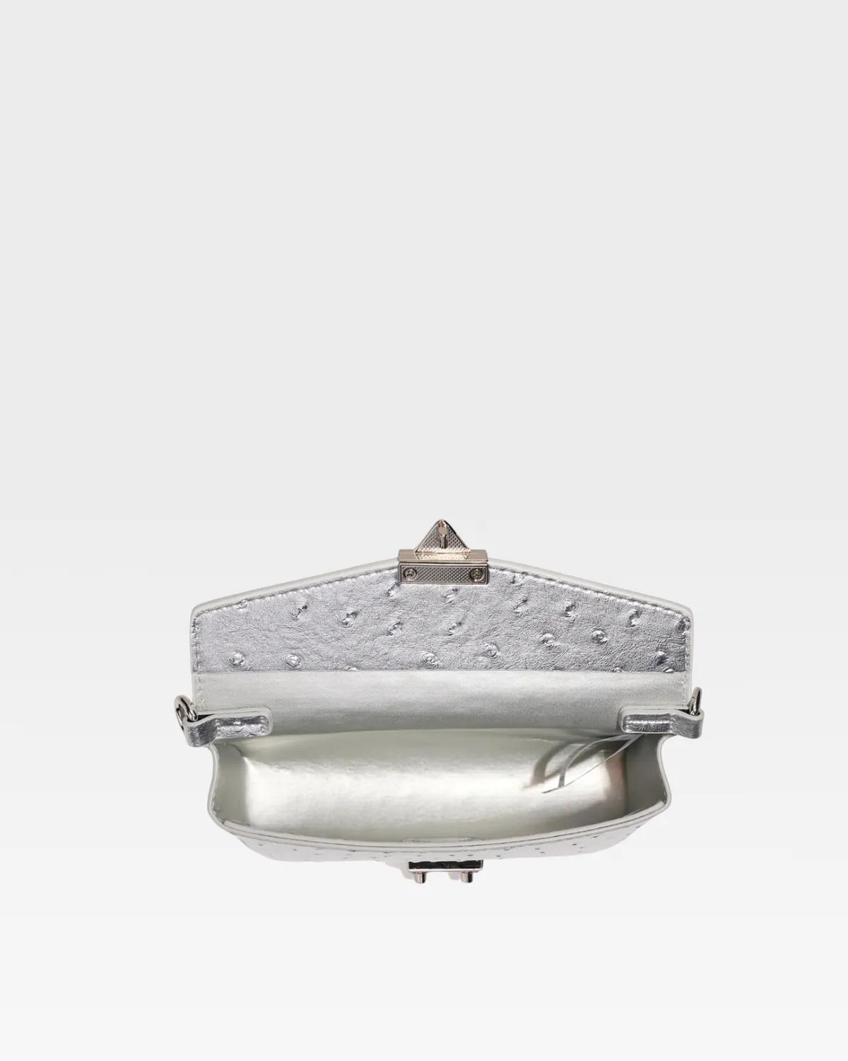 Ostrich Shoulder Bag in Silver