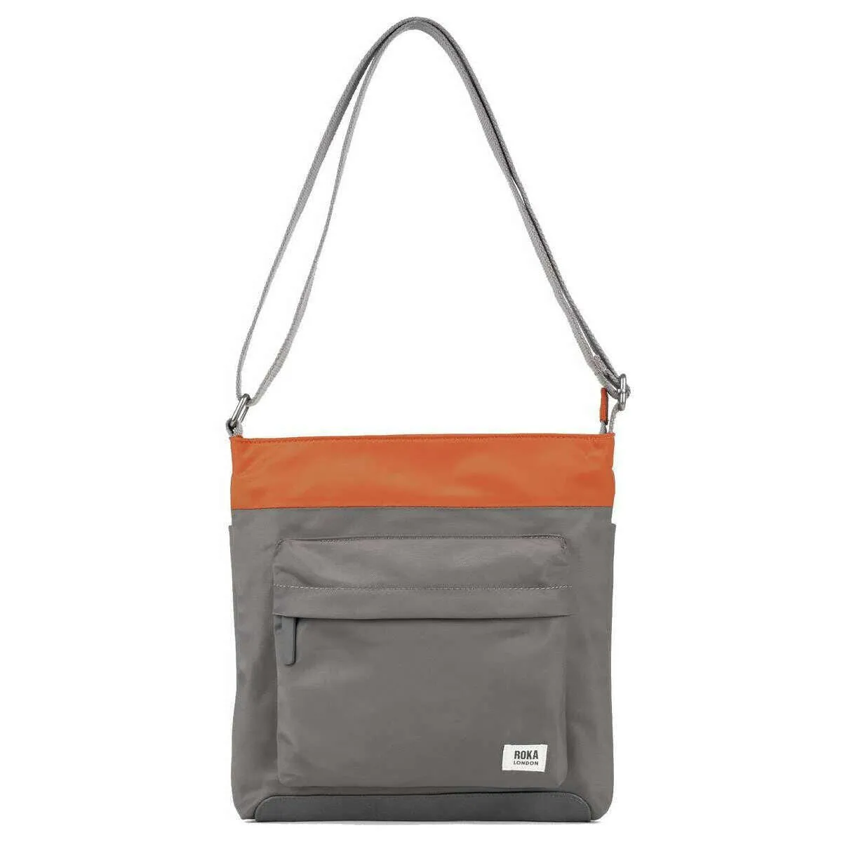 Roka Kennington B Medium Creative Waste Two Tone Recycled Nylon Crossbody Bag - Graphite Grey/Burnt Orange