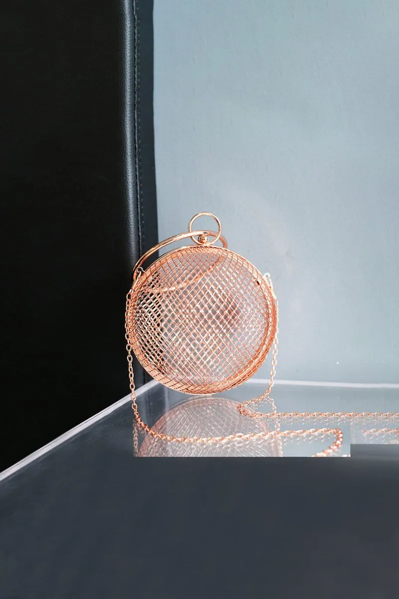 Rose Gold Metal Tennis Chain Handbag