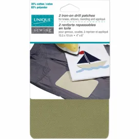 UNIQUE SEWING Drill Patch Khaki - 10 x 15cm (4" x 6") - 2pcs