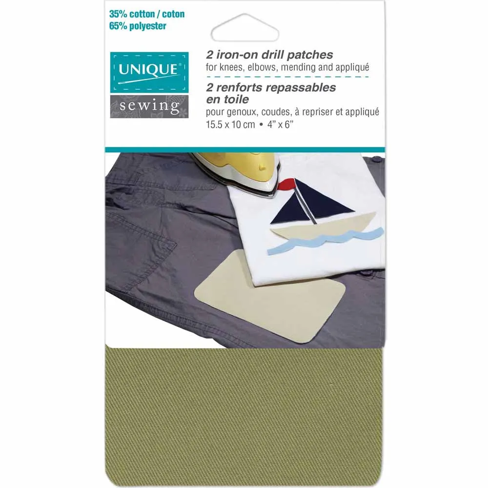 UNIQUE SEWING Drill Patch Khaki - 10 x 15cm (4" x 6") - 2pcs