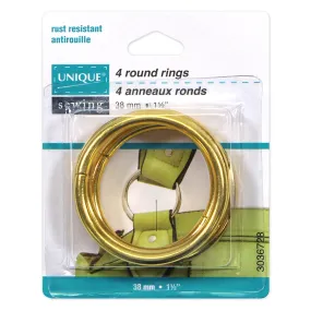 UNIQUE SEWING Round Rings - 38mm (1½") - Gold - 4 pcs.