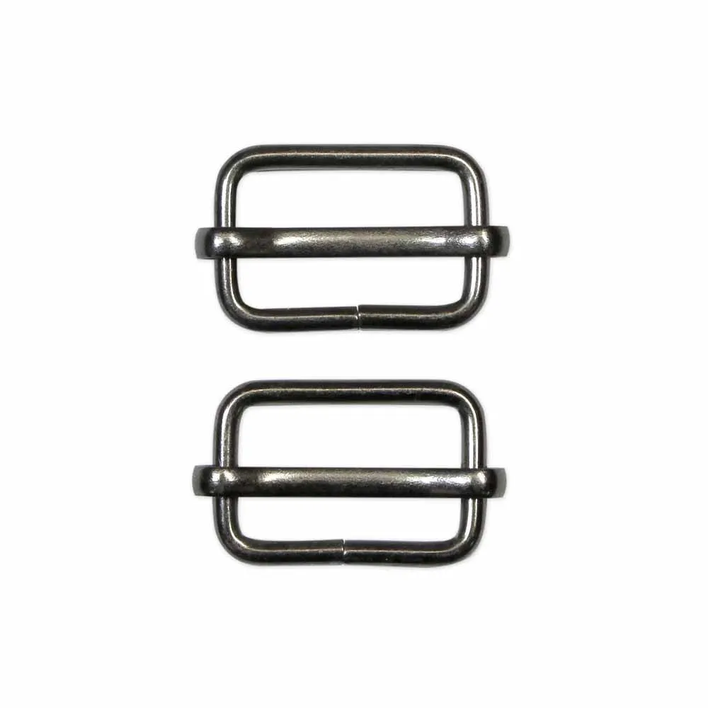 UNIQUE SEWING Slide Buckle - Metal - 25mm (1") - Gunmetal - 2 pcs