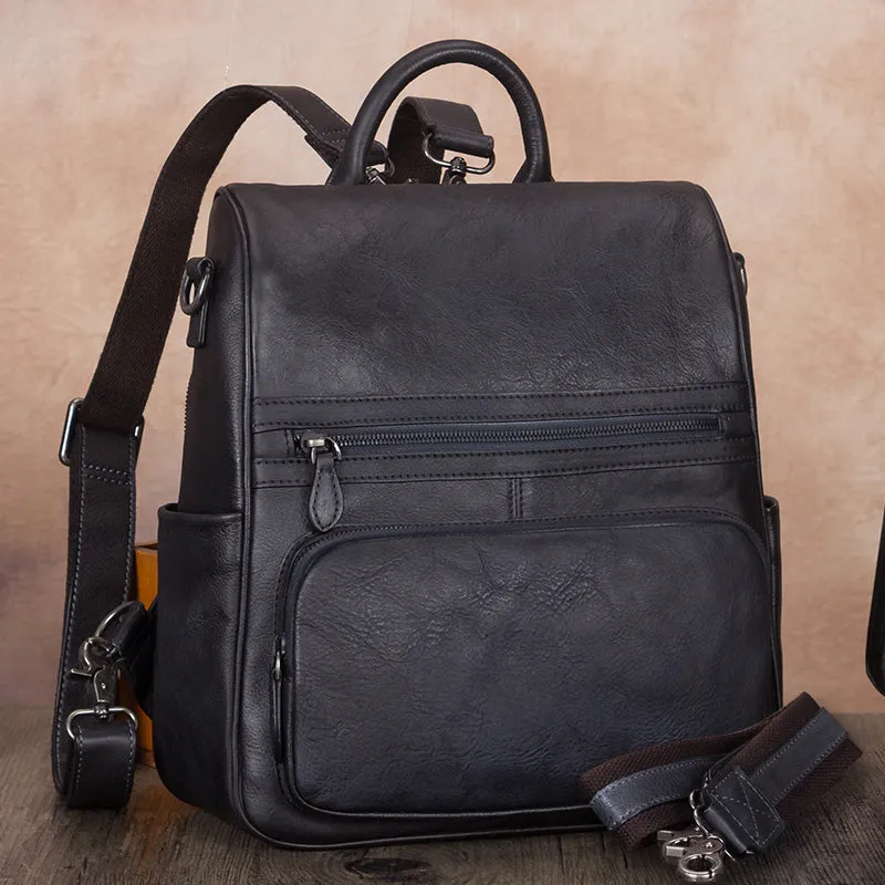 Unique Womens Square Leather Backpacks Purse Satchel Bag for Women