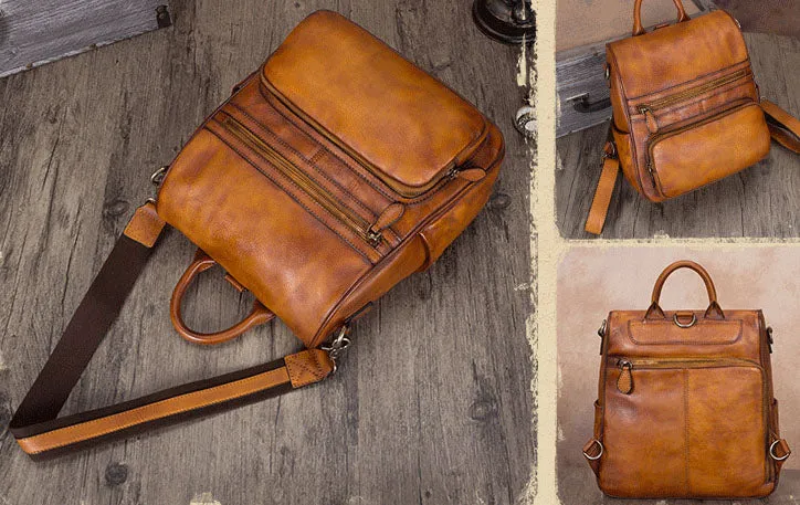 Unique Womens Square Leather Backpacks Purse Satchel Bag for Women