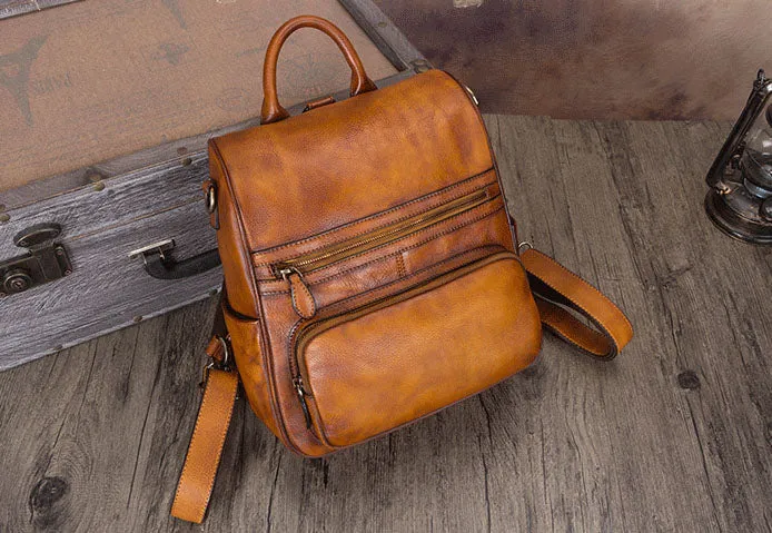 Unique Womens Square Leather Backpacks Purse Satchel Bag for Women