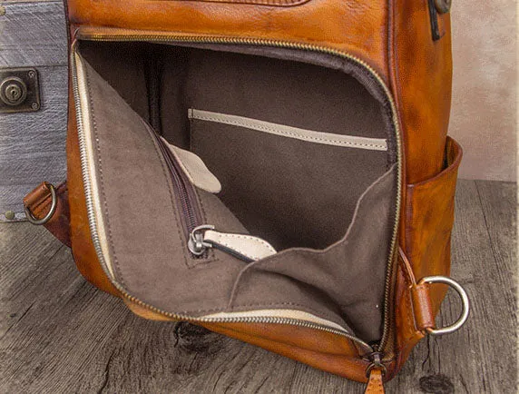 Unique Womens Square Leather Backpacks Purse Satchel Bag for Women