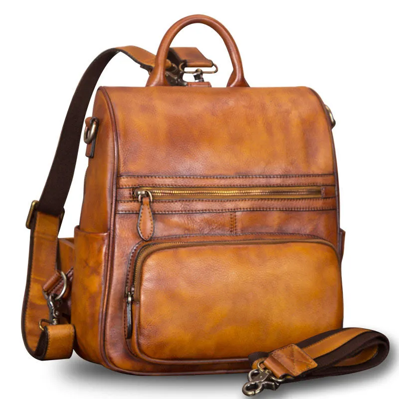 Unique Womens Square Leather Backpacks Purse Satchel Bag for Women